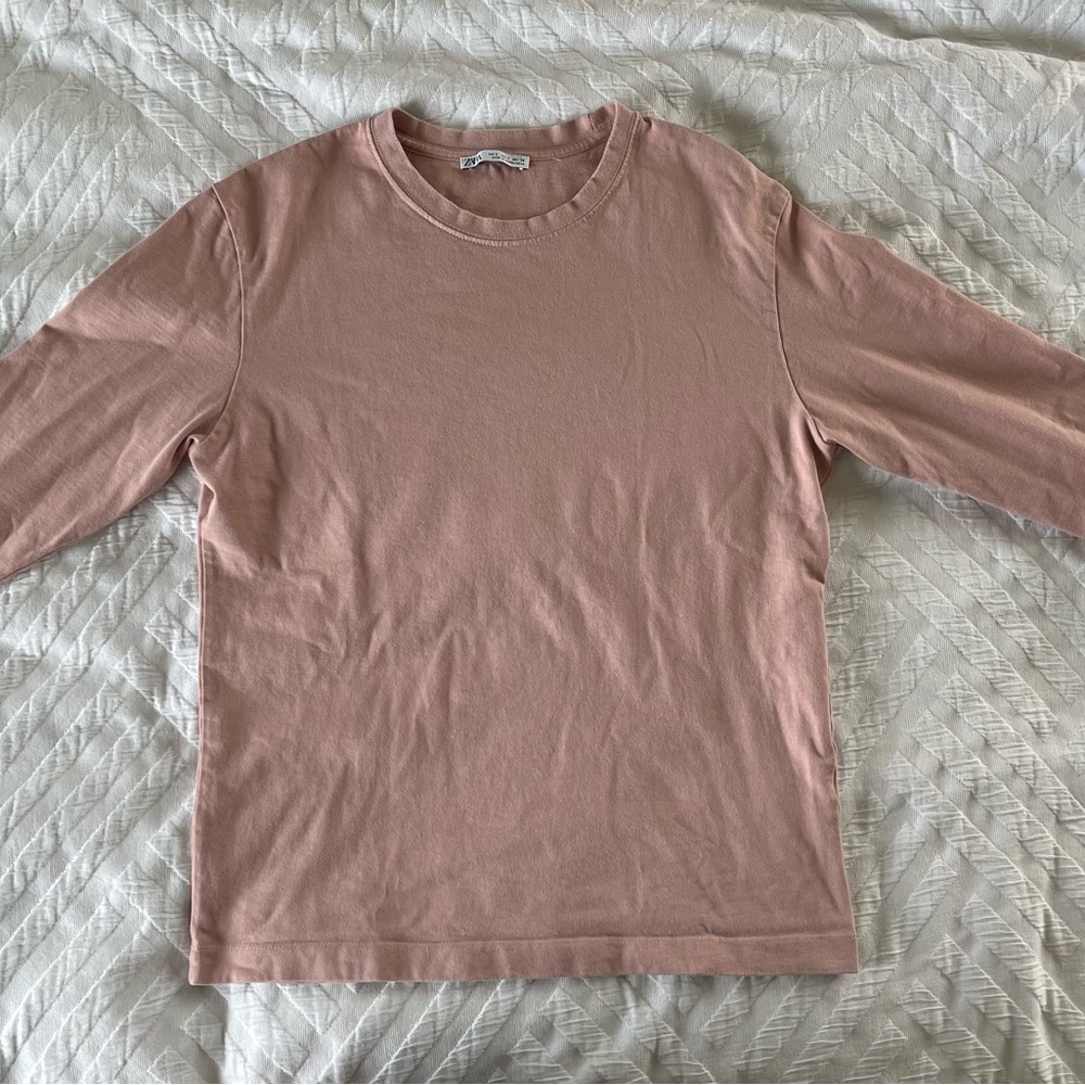 ZARA Pink Long Sleeve Size: S